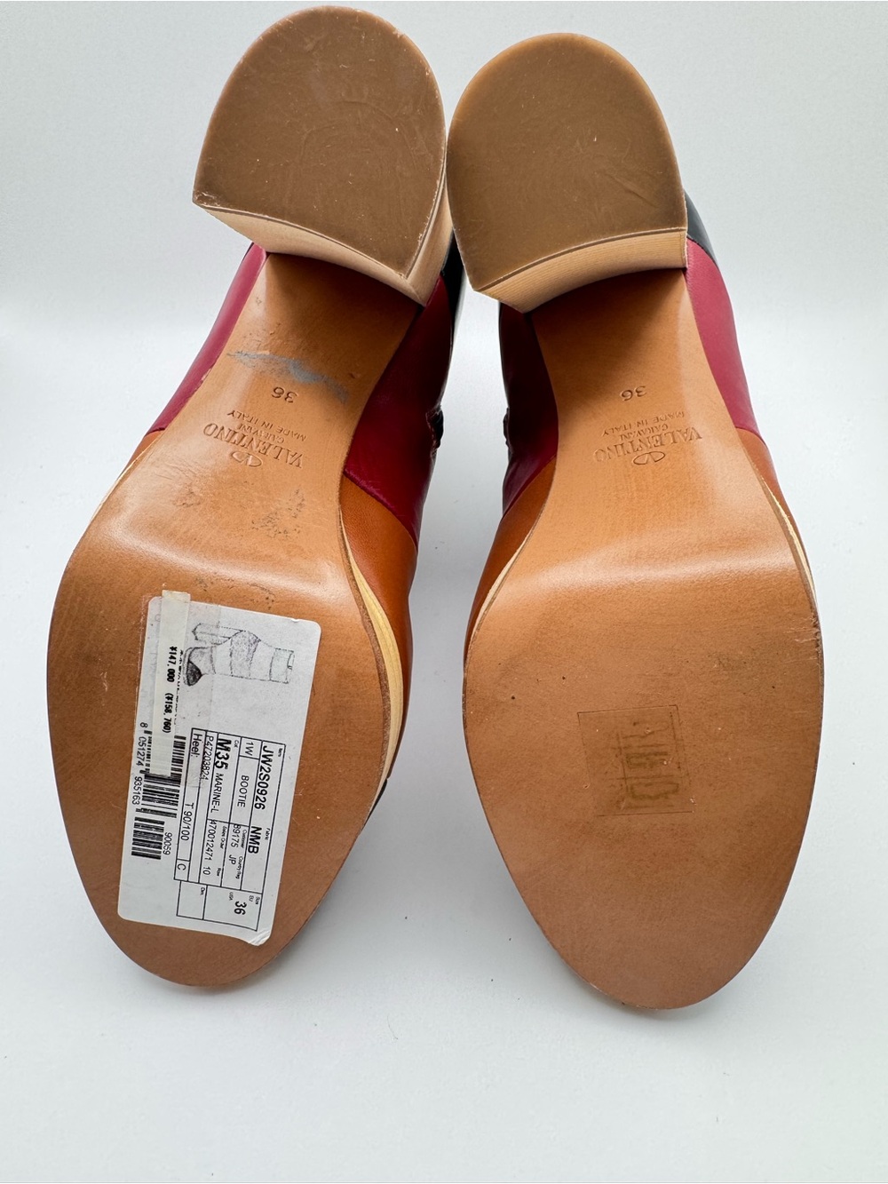 Valentino Garavani Marine Colorblock Leather Ankle Boots Block Heel EU 36 - Picture 6 of 7
